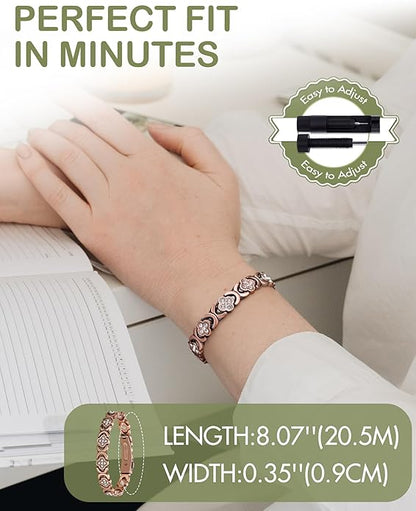 Copper Bracelets for Women. Pure Copper Magnetic Bracelet with 3800 Gauss Effective Magnets