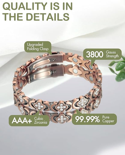 Copper Bracelets for Women. Pure Copper Magnetic Bracelet with 3800 Gauss Effective Magnets