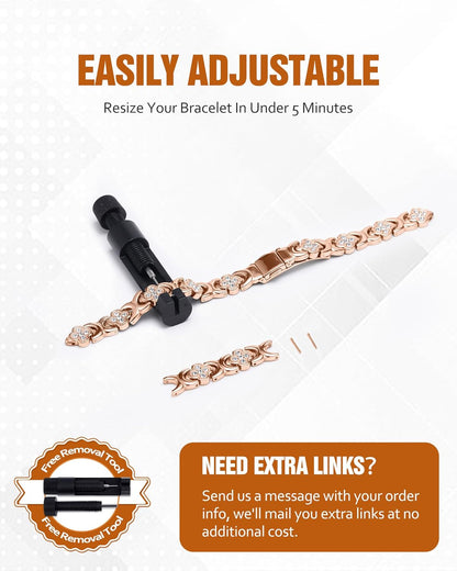 Copper Bracelets for Women. Pure Copper Magnetic Bracelet with 3800 Gauss Effective Magnets