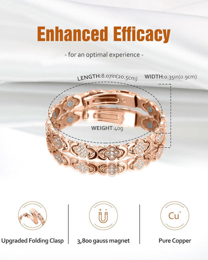 Copper Bracelets for Women. Pure Copper Magnetic Bracelet with 3800 Gauss Effective Magnets
